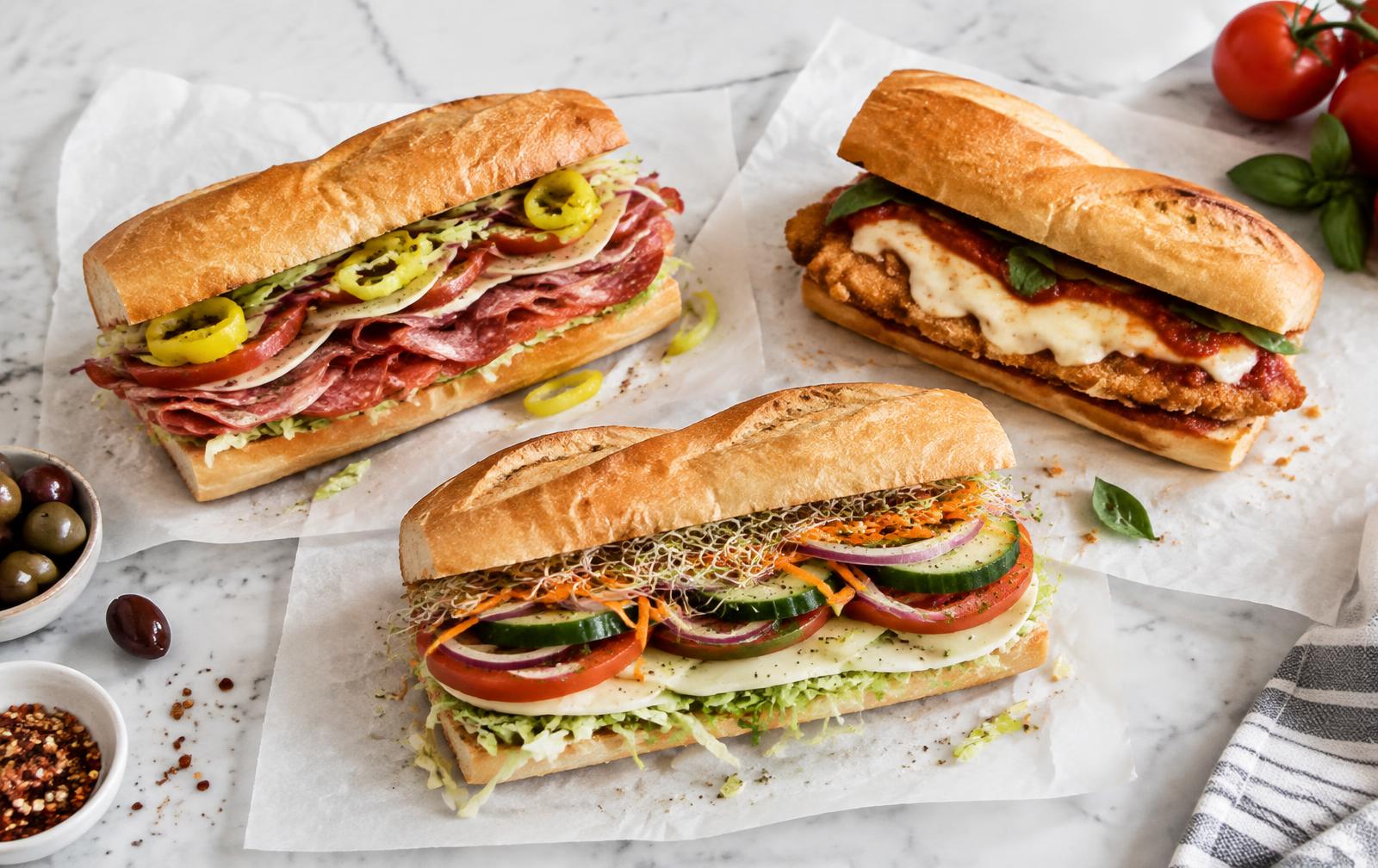 Deli sandwiches lined up at Clutch, a Milwaukee deli